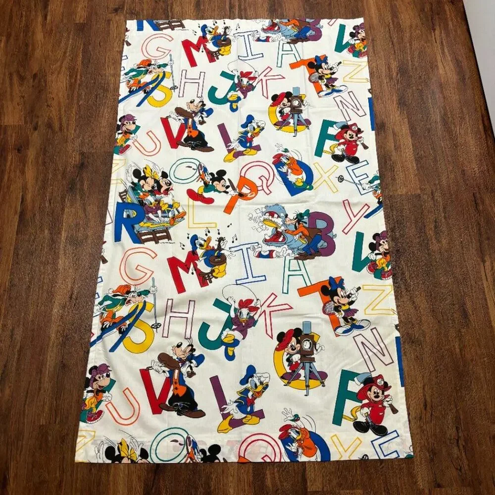 VTG 80s DISNEY (4) Window Panels Mickey Minnie Donald Daisy Goofy ABC Alphabet